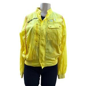 Vintage Honda Racing Yellow Windbreaker Jacket Pierre Max Popline Women Size M